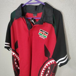 NWT Airborne African Shirt Made in Kenya Mens Size XL Red Black Cotton